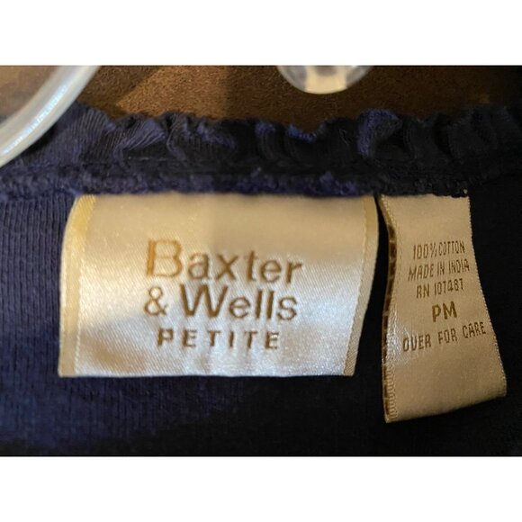 Baxter & Wells Womens Petite Medium TopShort Sleeve 1/4 Button Front Cotton - Picture 4 of 9